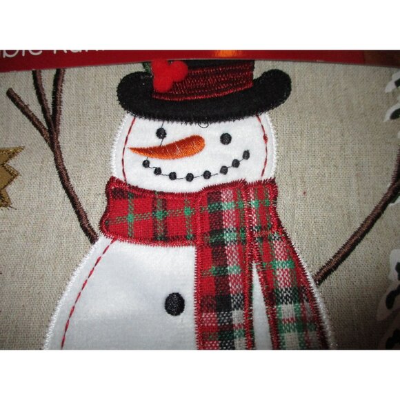 Christmas Table Runner Snowman Applique Let It Snow 72" x 12" Winter Wonder Lane - Picture 2 of 6